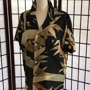 Chico's Tropical Print Shirt, 70% Silk, 30% Linen, Size 2